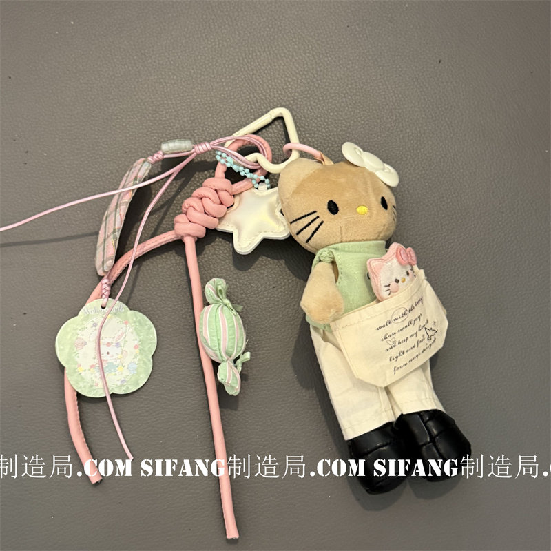 小猫口袋少女心车钥匙扣手机壳挂件包包挂绳气质少女心百搭书包