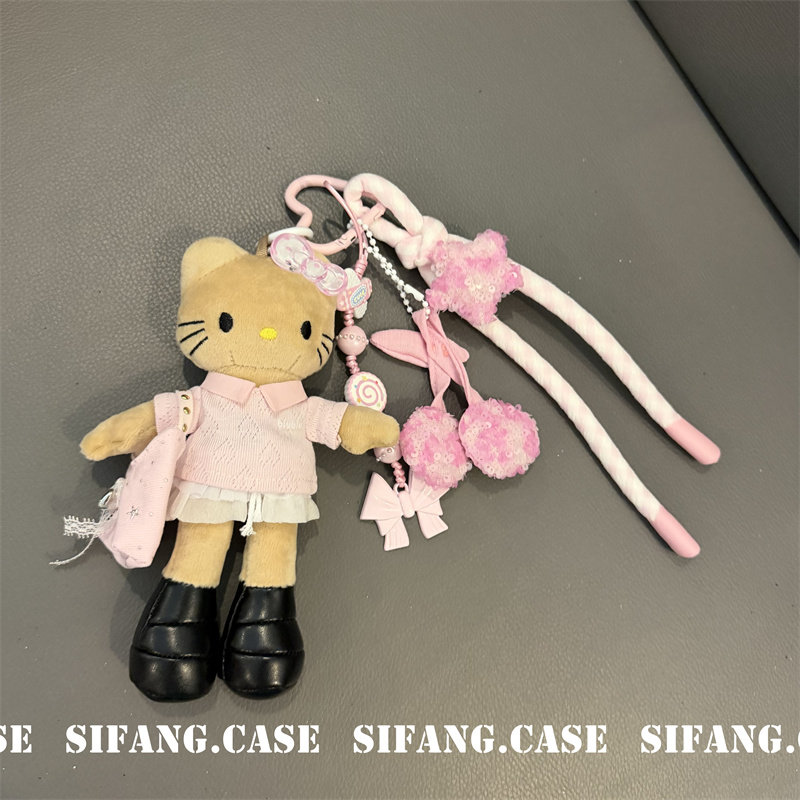 粉色樱桃少女心链条包包少女心百搭个性车钥匙扣链条手机壳挂件