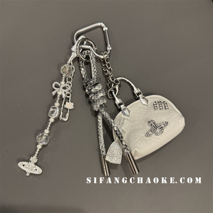 原创甜酷银闪闪亮片五角星星包包挂件ins书包装饰挂链U盘链条