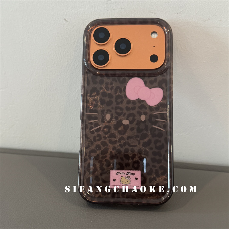 豹纹小猫粉色涂鸦初秋适用iPhone17ProMax手机壳15/14/16Promax套15Pro壳简约