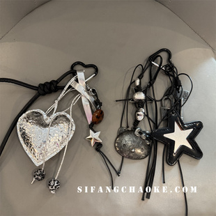 爱心电镀尼龙绳车钥匙扣手机壳挂绳挂饰耳机套挂链气质少女心