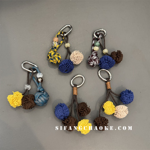初秋流苏鞋子小提溜花朵球球小众车钥匙扣挂件包包手机链条
