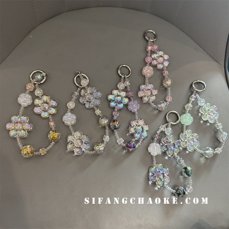 珍珠水晶简约手机壳挂件钥匙扣包包挂绳花朵秋冬显白