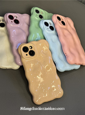 褶皱纹纯色早春百搭适用iPhone14手机壳15/15Pro/15Proma全包12/12Pro苹果11/14Promax防摔套12Promax壳