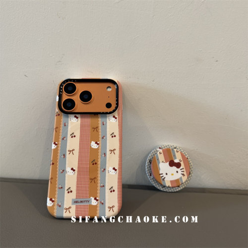 秋冬彩色条纹磁吸小猫支架适用iPhone17ProMax手机壳15/14/16Pro套15PM壳13