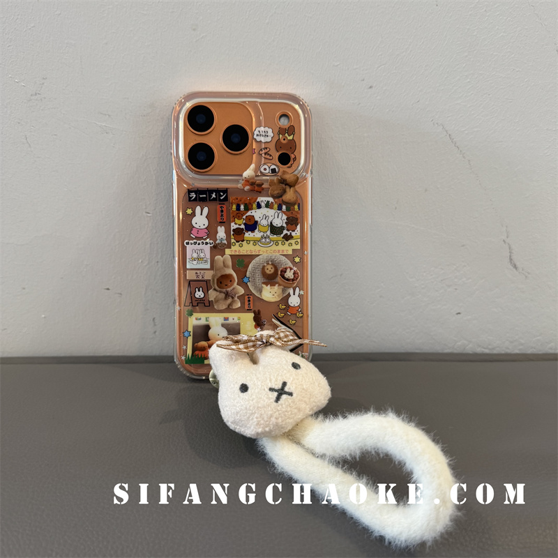 卡通透色硬壳手绳链条适用iPhone17ProMax手机壳15/14/16Pro套16PM壳