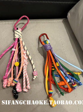自制彩色包包挂件登山绳少女心小众个性车钥匙扣包包挂件miu系