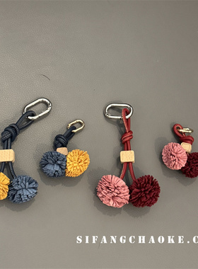 早秋显白包包miu 系挂件钥匙扣挂饰miu风小红书同款尼龙皮流苏