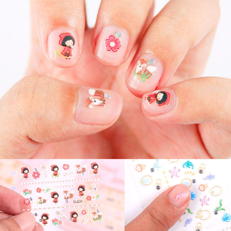 脚趾甲礼物儿童假指甲贴片美甲小孩成品手贴手甲小朋友可爱少女