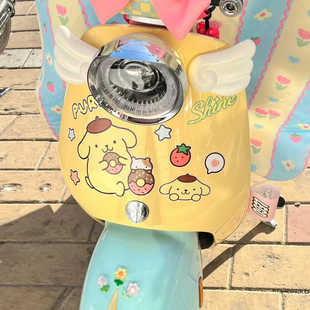 布丁狗汽车贴纸三丽鸥可爱车贴遮挡划痕贴小牛电动车摩托头盔贴画