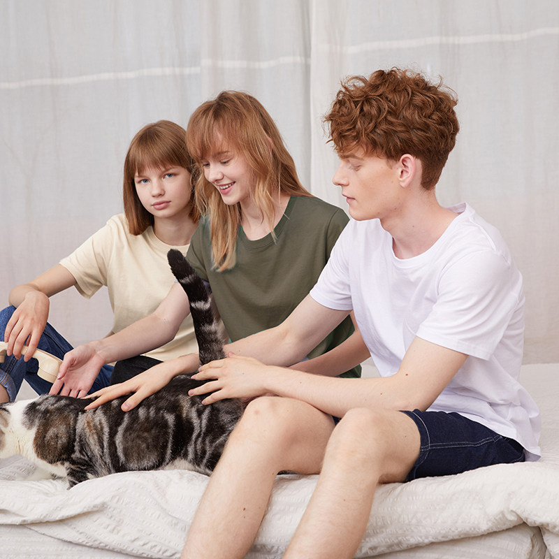 棉牵男女同款正肩短袖t恤女显瘦纯色百搭纯棉半袖夏季白色上衣棉