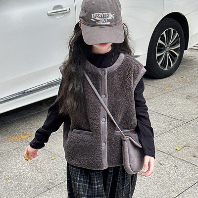 女童马甲秋冬儿童羊羔绒加厚背心