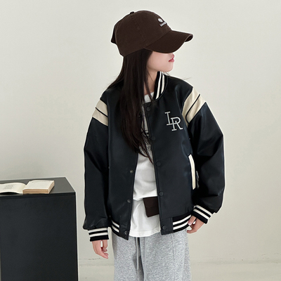 女童皮衣秋季洋气时髦外套棒球服
