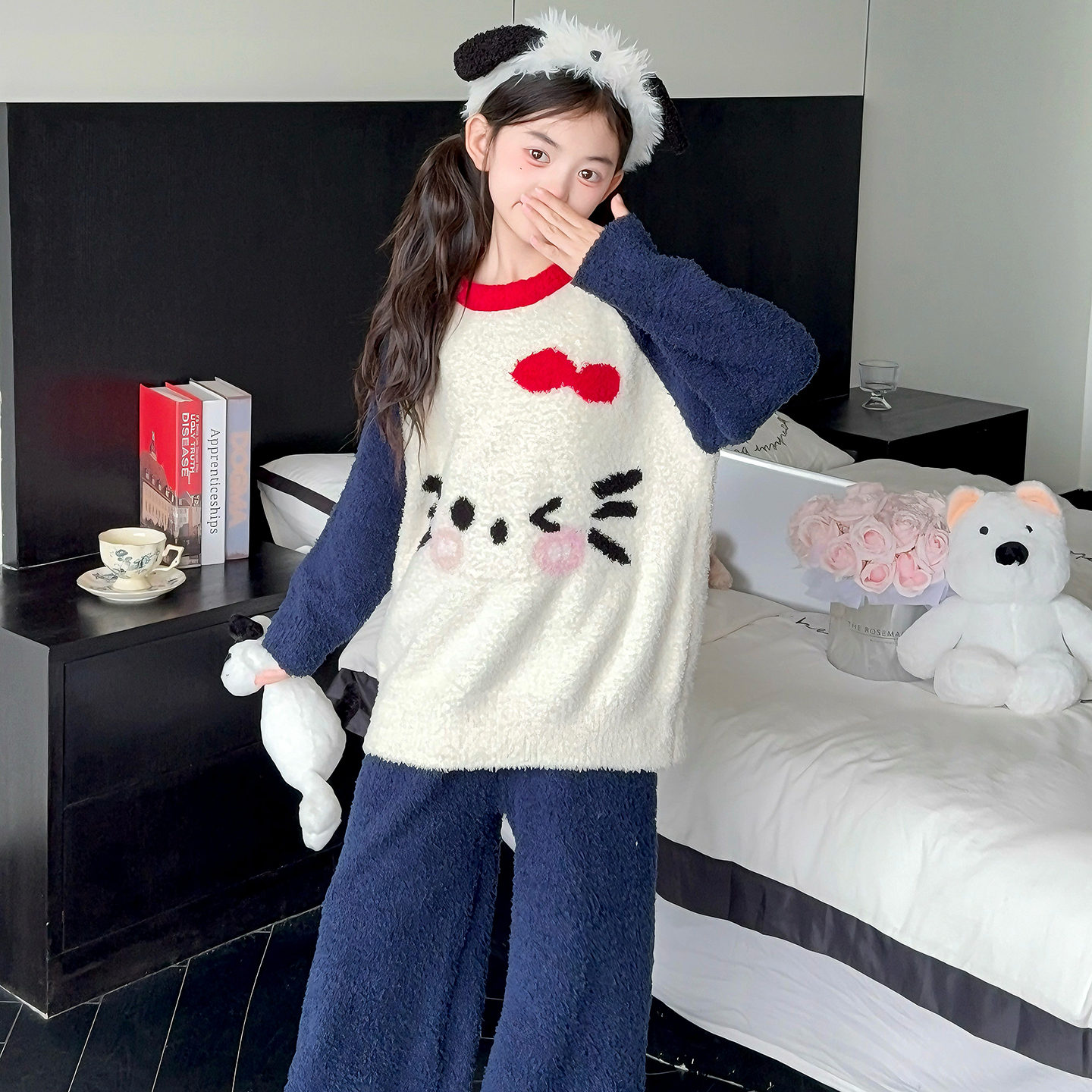 睡衣女童冬儿童珊瑚绒家居服冬装