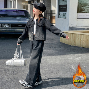 儿童外套巨好看加绒女大童衣服韩系穿搭 秋装 女童牛仔套装 2025新款