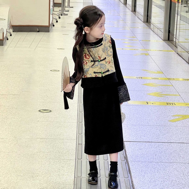 女童汉服中国风套装裙子新年衣服