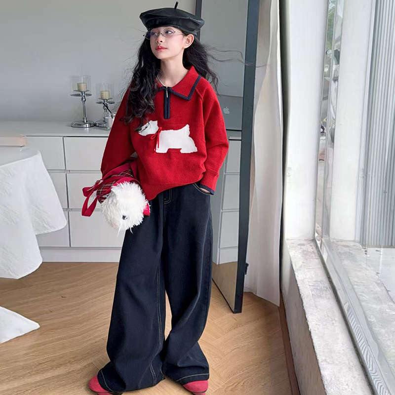 女童毛衣儿童针织衫秋季polo衫