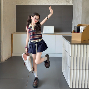 女大童polo衫 女童套装 儿童裙子小女孩洋气炸街夏装 夏薄款 2025新款