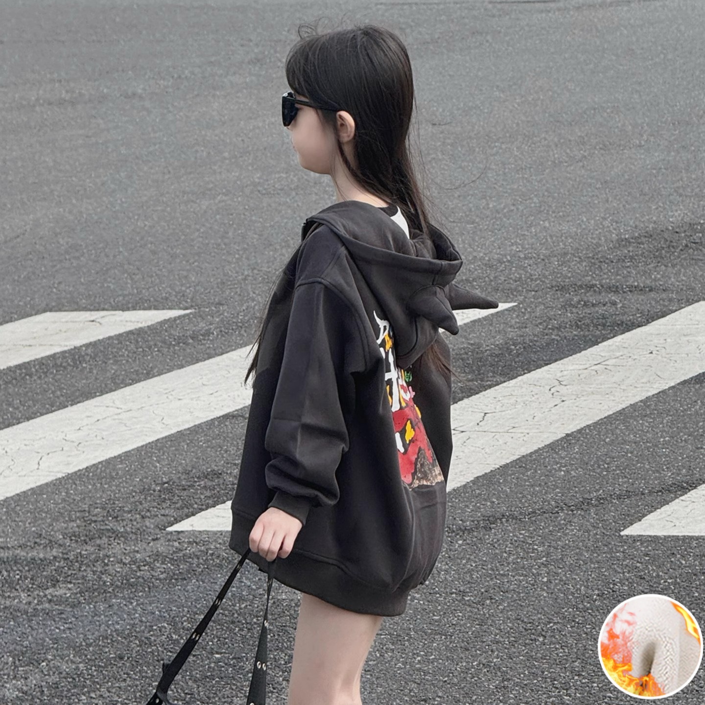 女童外套秋季洋气韩系中长款卫衣