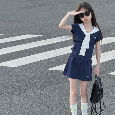 女童套装夏薄款洋气时髦裙子衣服