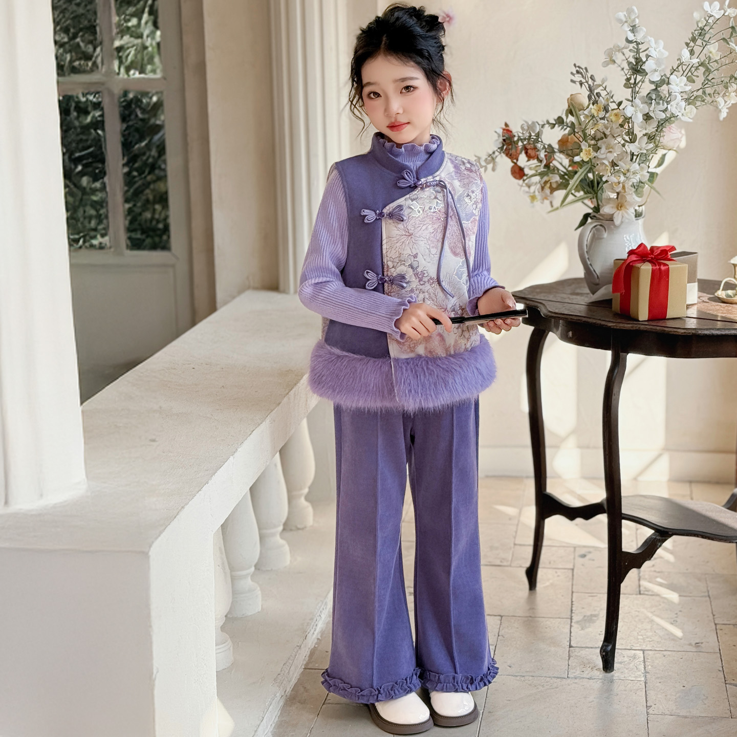 女童套装新中式国风加厚新年衣服