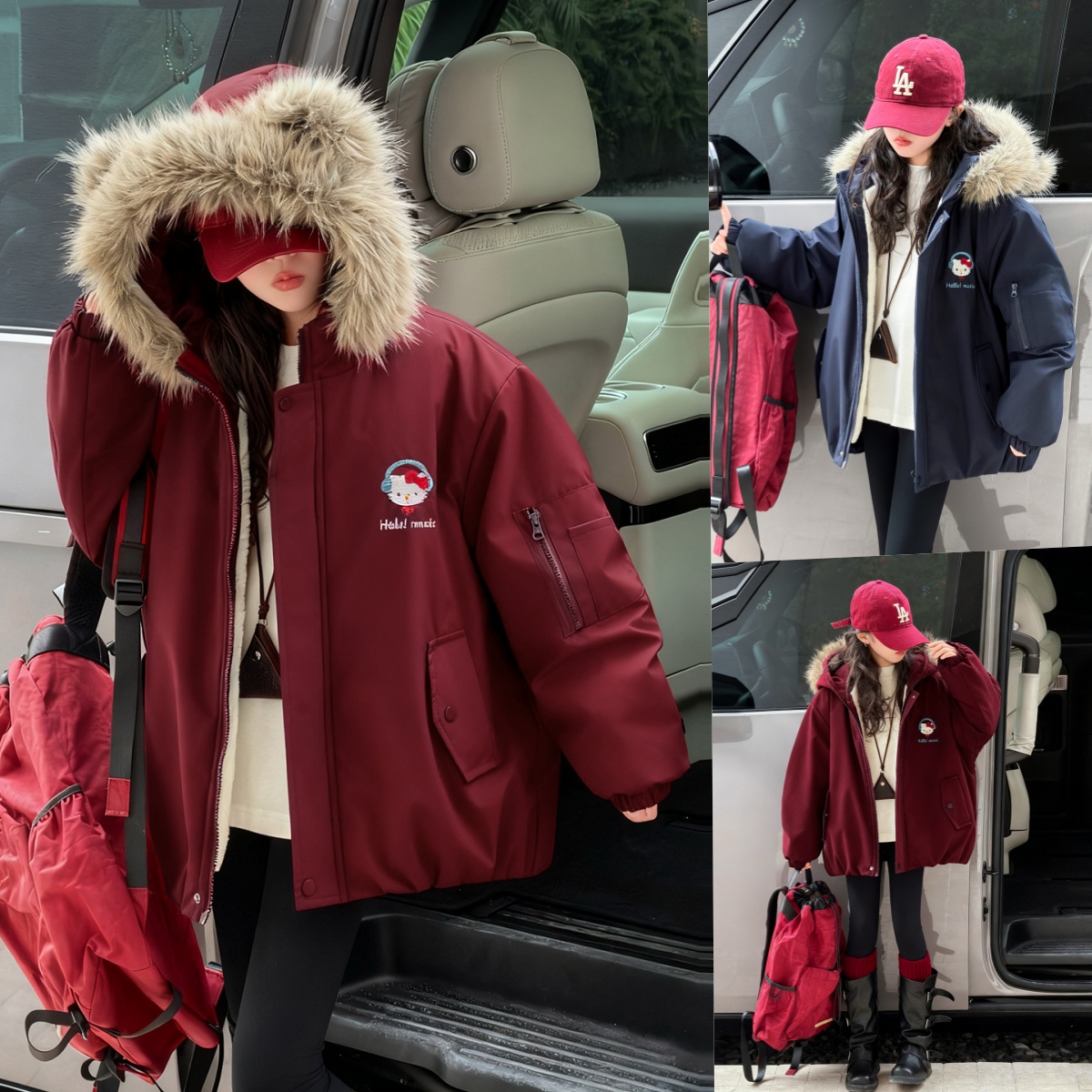 女童外套冬季加绒加厚红色拜年服