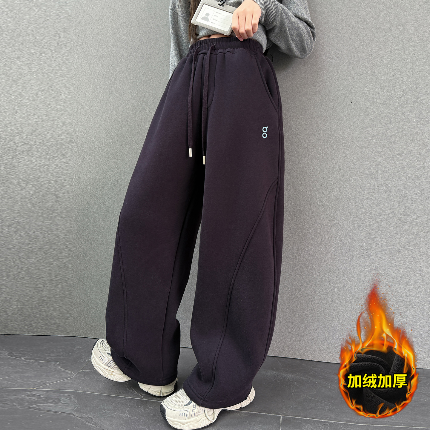 女童加绒裤子冬装儿童运动弯刀裤