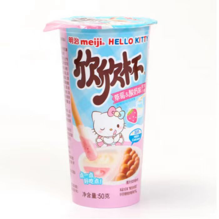 26/4/27临期明治meiji欣欣杯巧克力草莓酸奶味50g 手指饼干