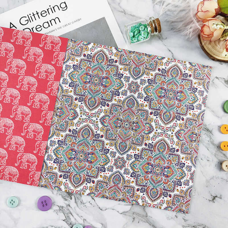 E002 유명 핸드북 소재 종이 배경 종이 콜라주 대행사 수제 종이 포장 인도 스타일 동양의 매력