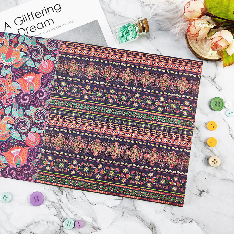 E002 유명 핸드북 소재 종이 배경 종이 콜라주 대행사 수제 종이 포장 인도 스타일 동양의 매력