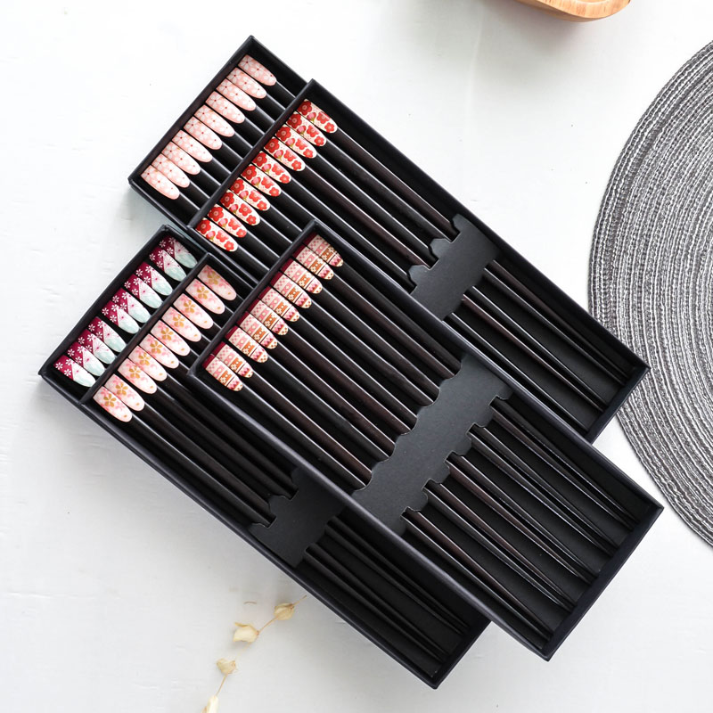 实木套装尖头木筷礼盒5双装日式筷子家用高家庭分用日本木餐具|ruв категории посуда, посуда, палочки - от Buy2taobao.com для оказания профессиональной услуги покупки агента Taobao