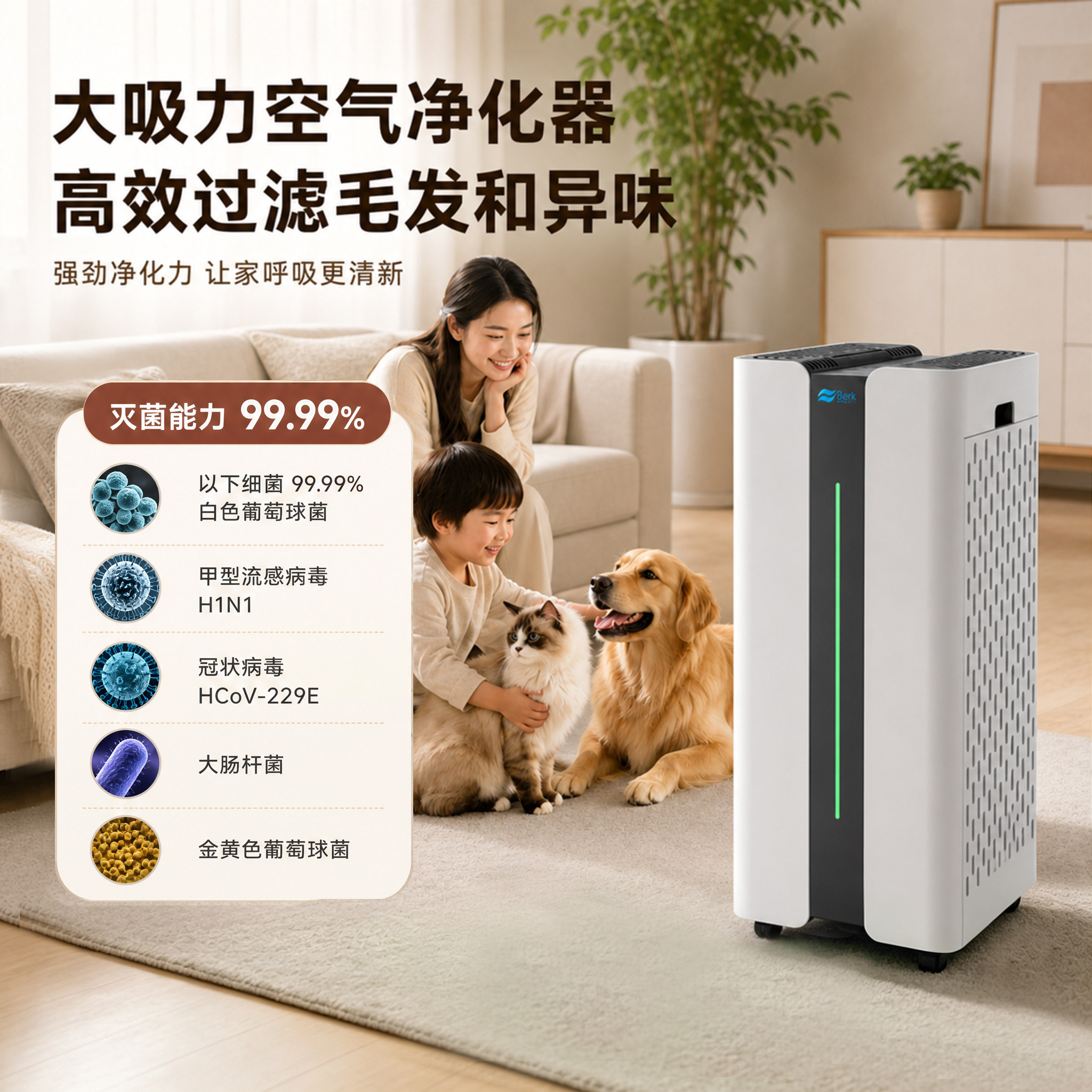 贝尔克空气净化器新房装修除甲醛