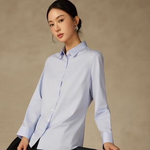 Degre Zero女士长袖衬衫免烫修身质感舒适抗菌高端匹马棉针织衬衣