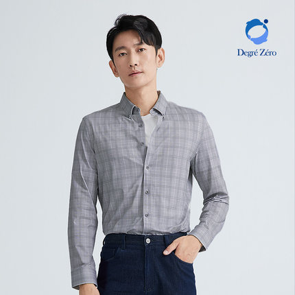 【体感免烫抗皱】Degre Zero零度新中式衬衫长袖格子140s商务衬衣