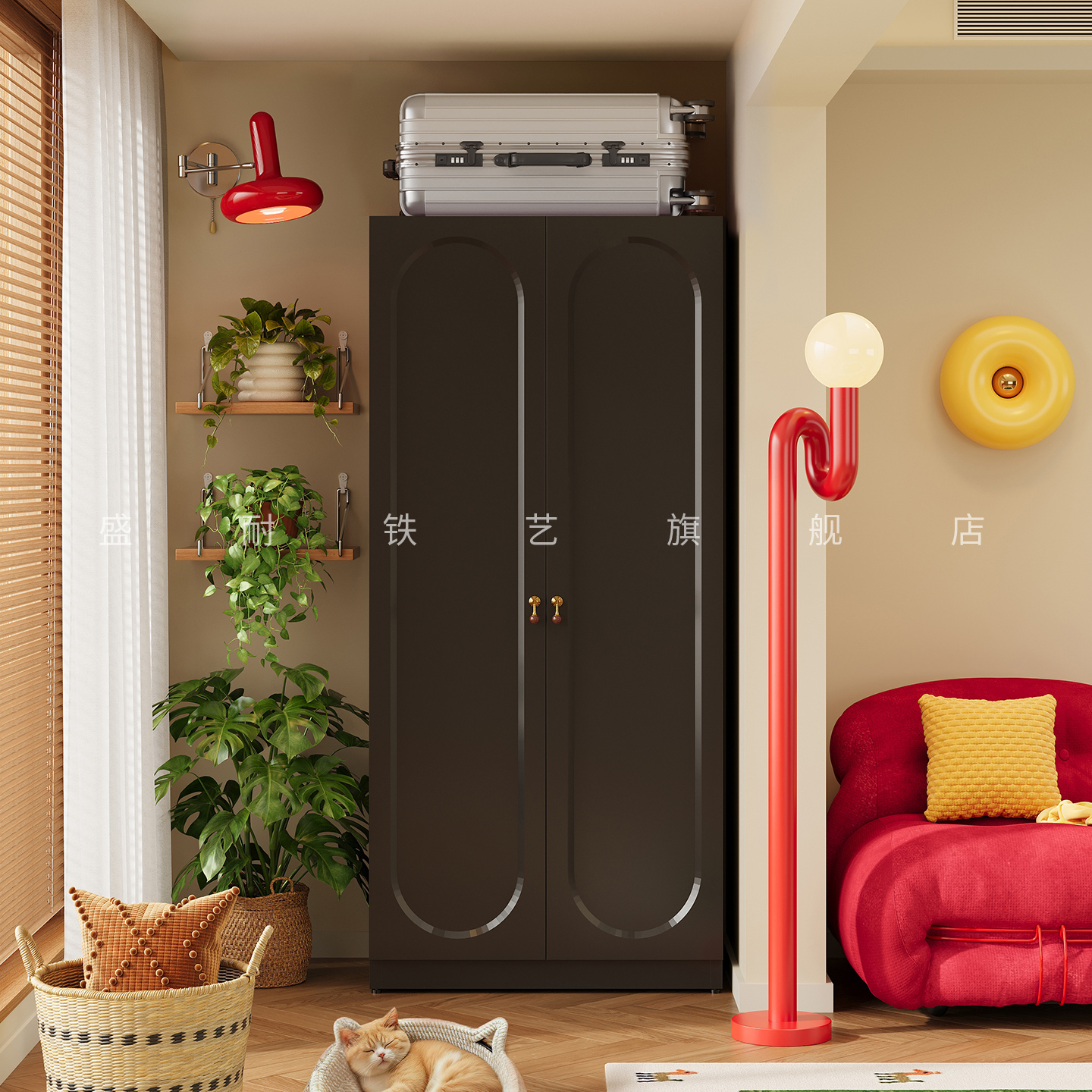 复古风钢制阳台衣柜防水防晒柜子