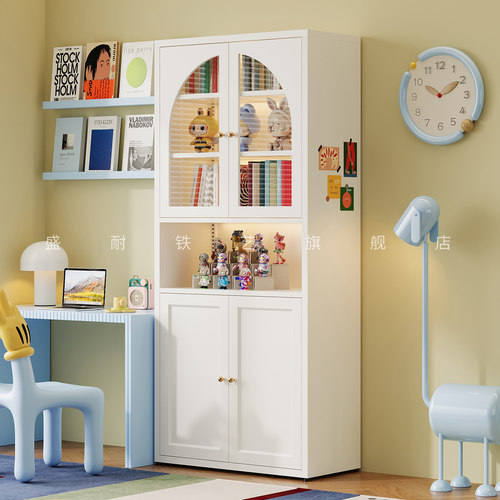 铁皮书柜儿童房柜子铁艺防尘书架
