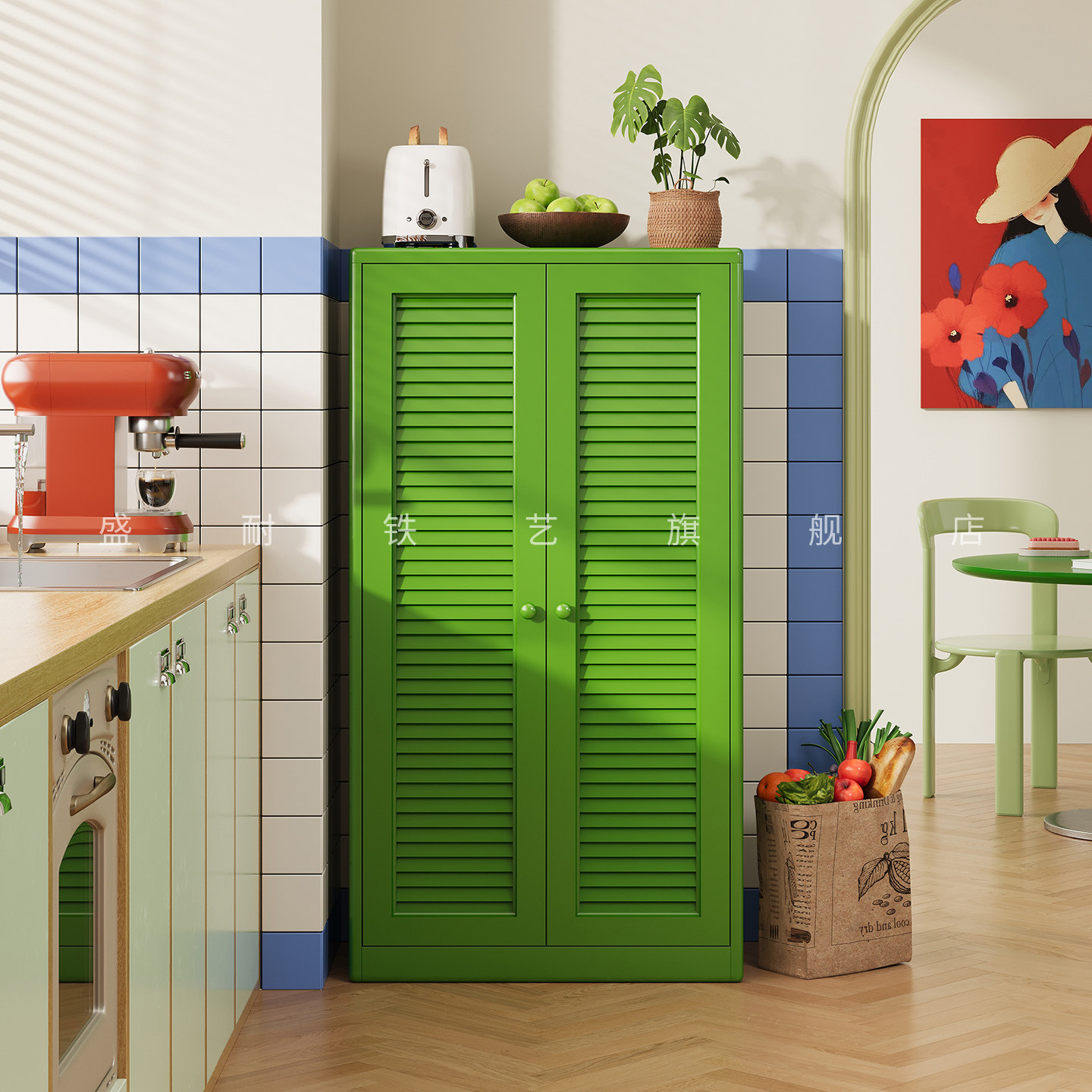 复古风金属餐边柜厨柜整体成品橱柜矮柜边柜储物柜铁艺靠墙置物柜,住宅家具,餐边柜,淘宝优惠券,粉丝福利购,淘宝优惠卷