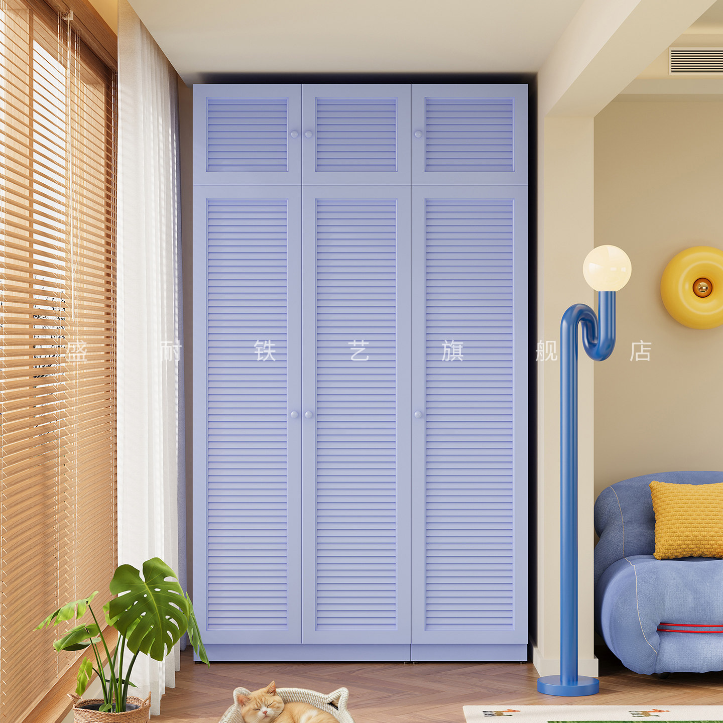 阳台靠墙一体储物柜家用户外多功能杂物柜防尘加厚储物柜铁皮柜子