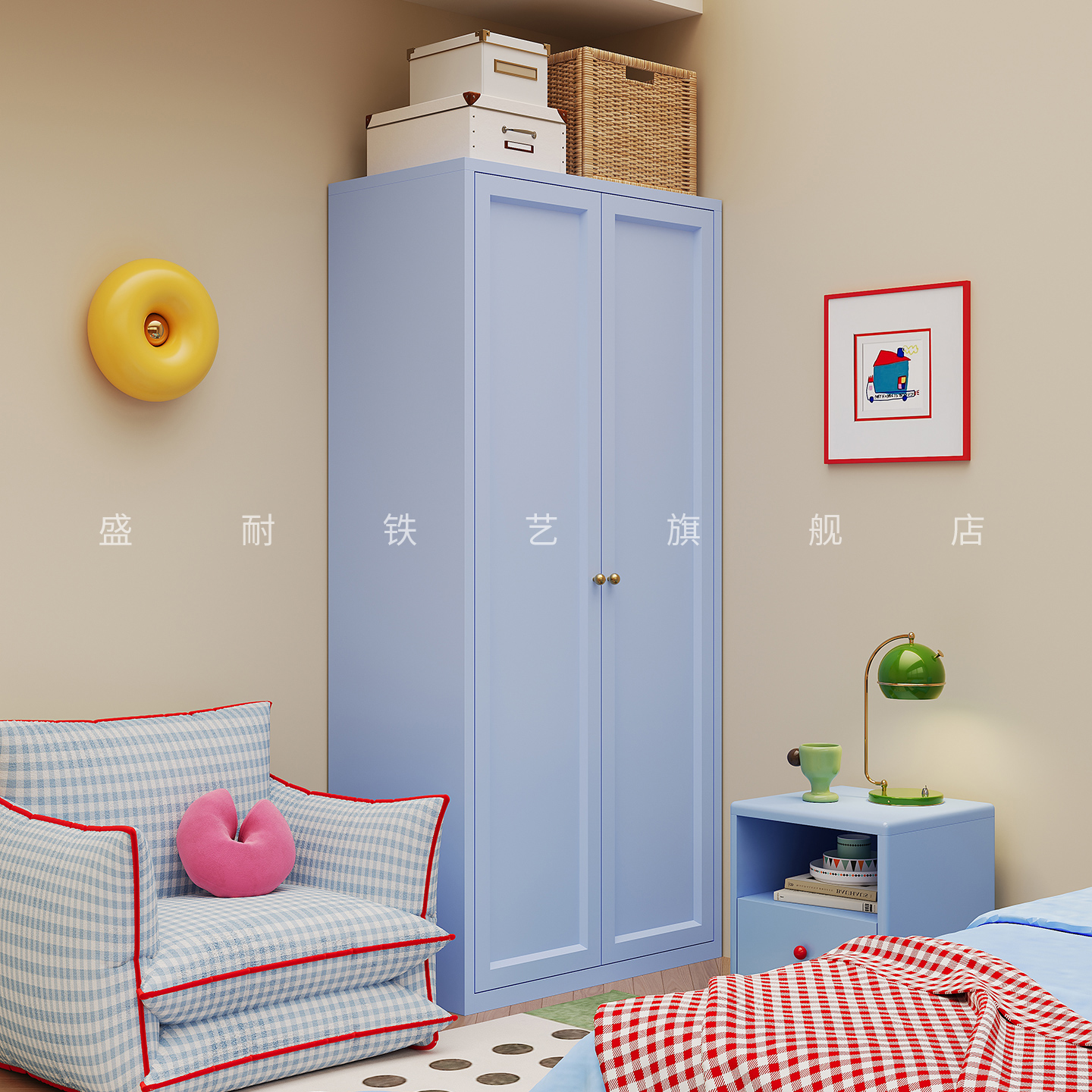 盛耐金属家用衣柜卧室靠墙收纳柜