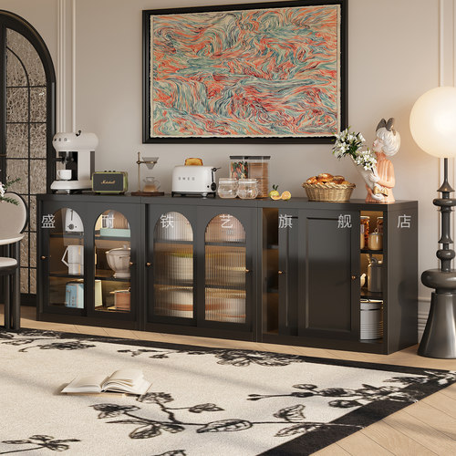 铁艺餐边柜推拉门法式简约