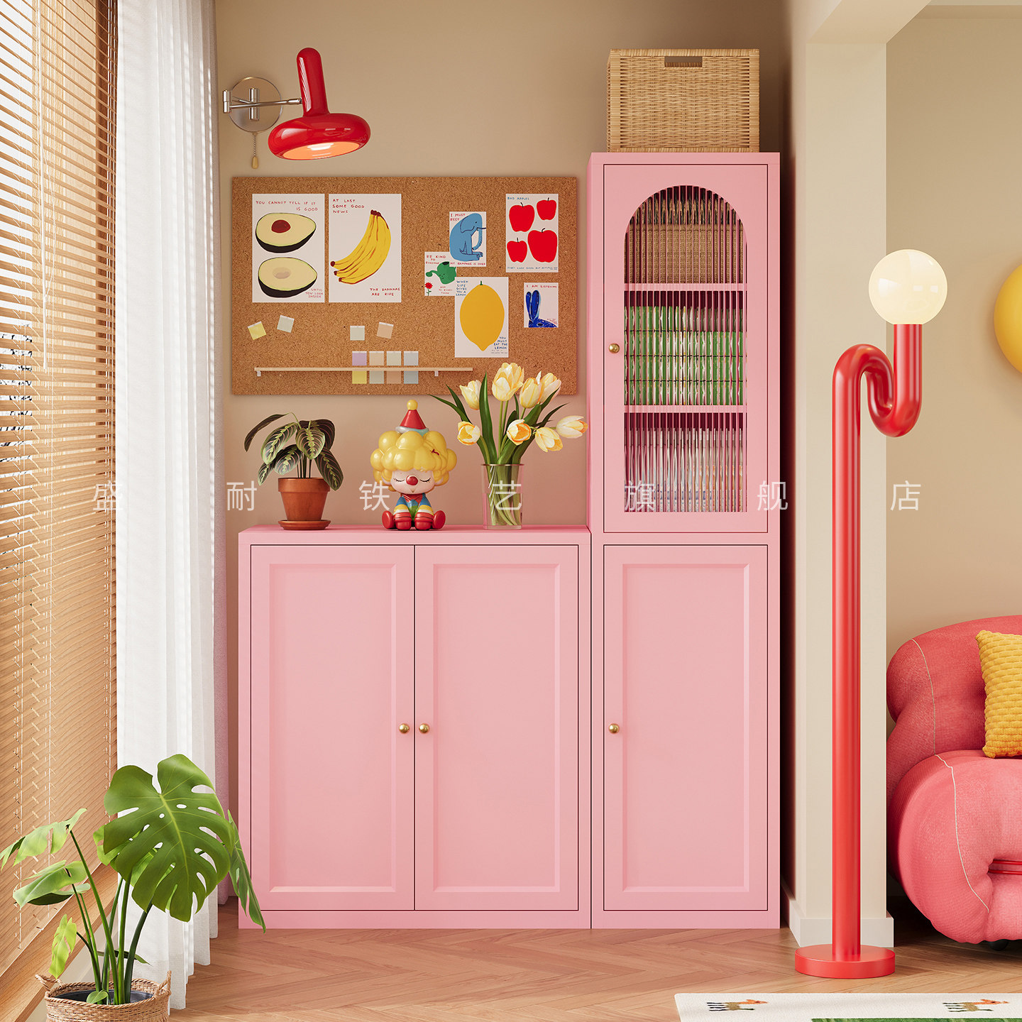 阳台多功能储物柜防水防晒多层收纳家用客厅铁皮矮柜飘窗柜杂物柜