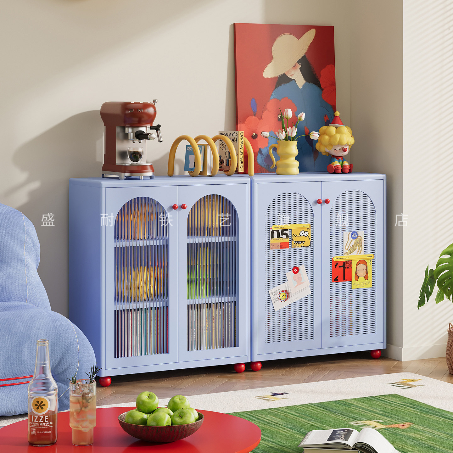 铁艺书架阅读架新型长虹玻璃带门书柜整理置物架学生书房耐用柜子