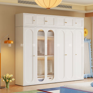 新款 2.4米高大衣柜顶柜组合家用小户型卧室铁皮储物柜无甲醛衣橱