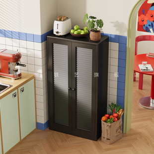 简约2026新款钢制厨房多功能置物柜落地带门防尘铁艺储物柜收纳架