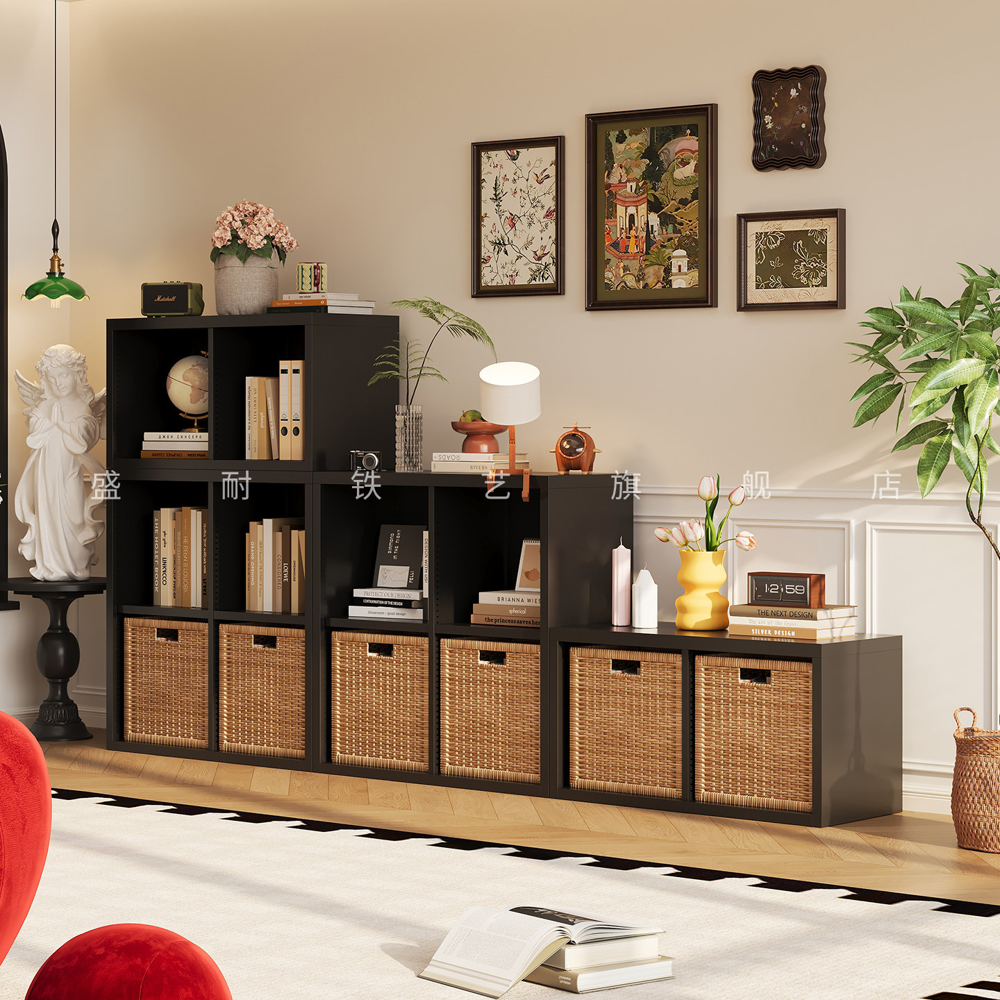 盛耐卡莱克格子柜自由组合钢制储物柜儿童书架落地置物铁皮柜书柜