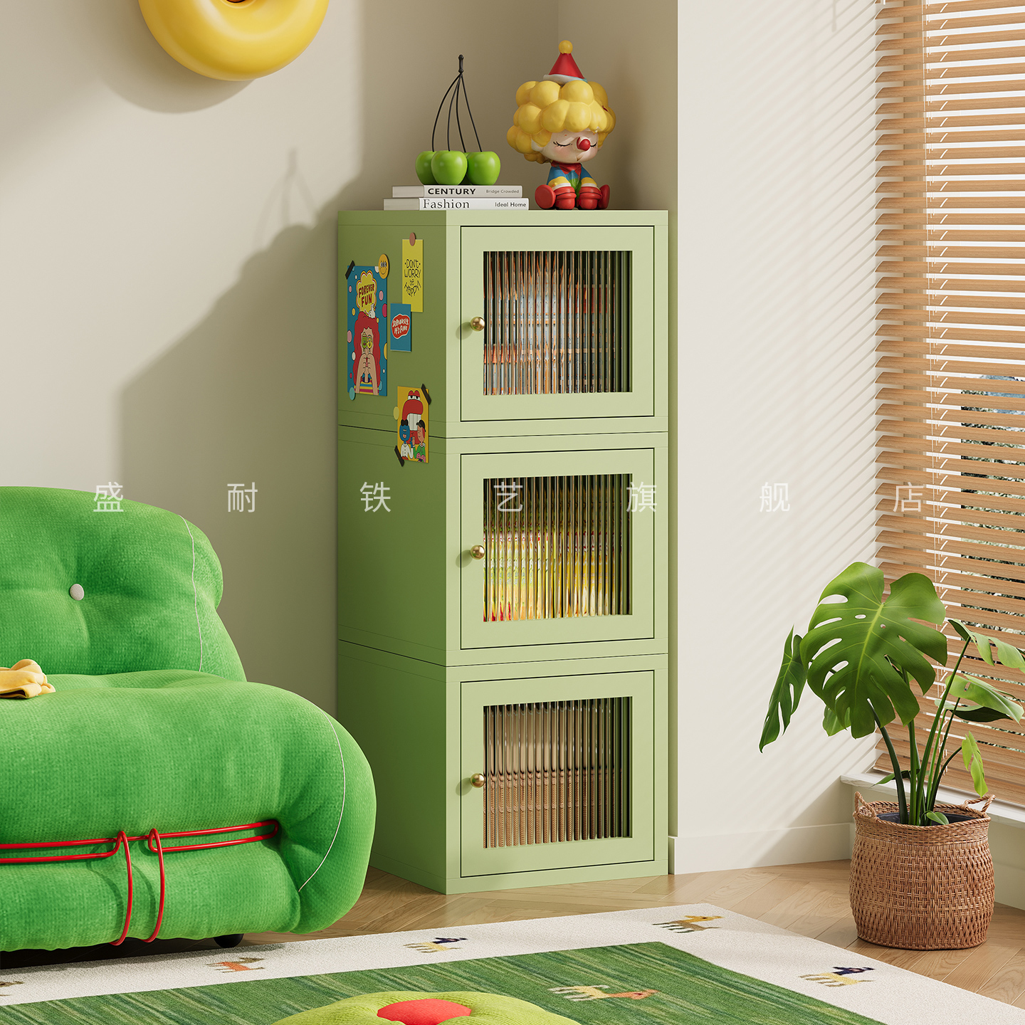 多功能边柜铁艺小立柜窄柜沙发柜