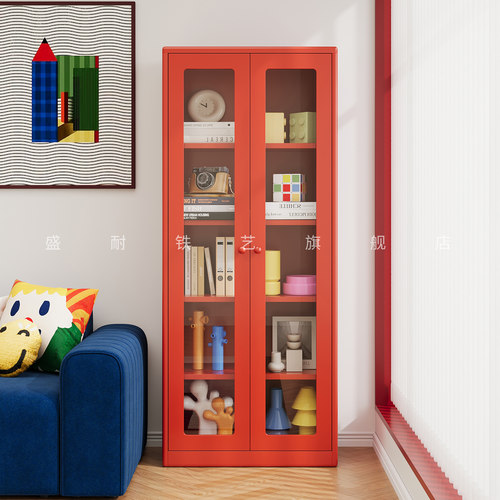 复古风钢制书柜玻璃儿童金属家用