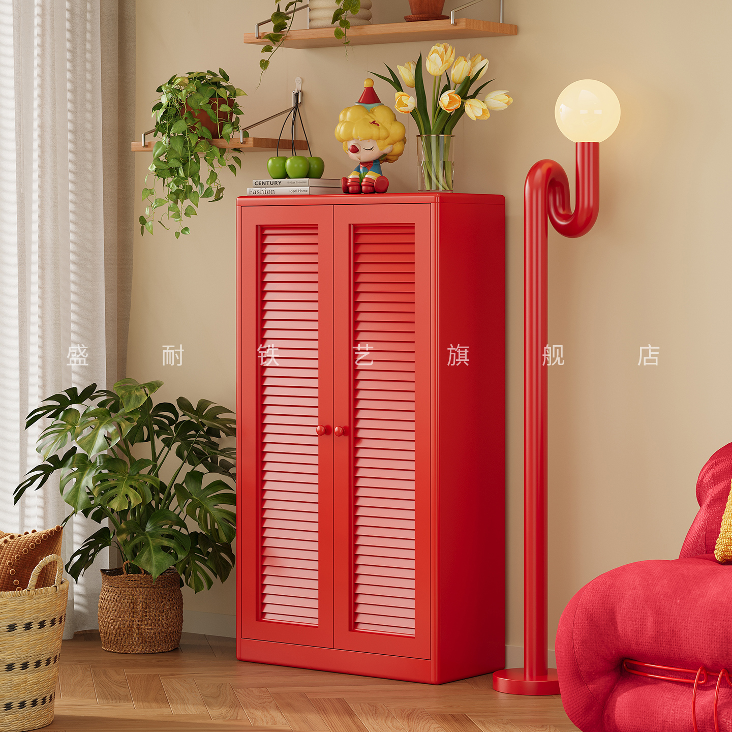 钢制阳台储物柜防水防晒一体靠墙