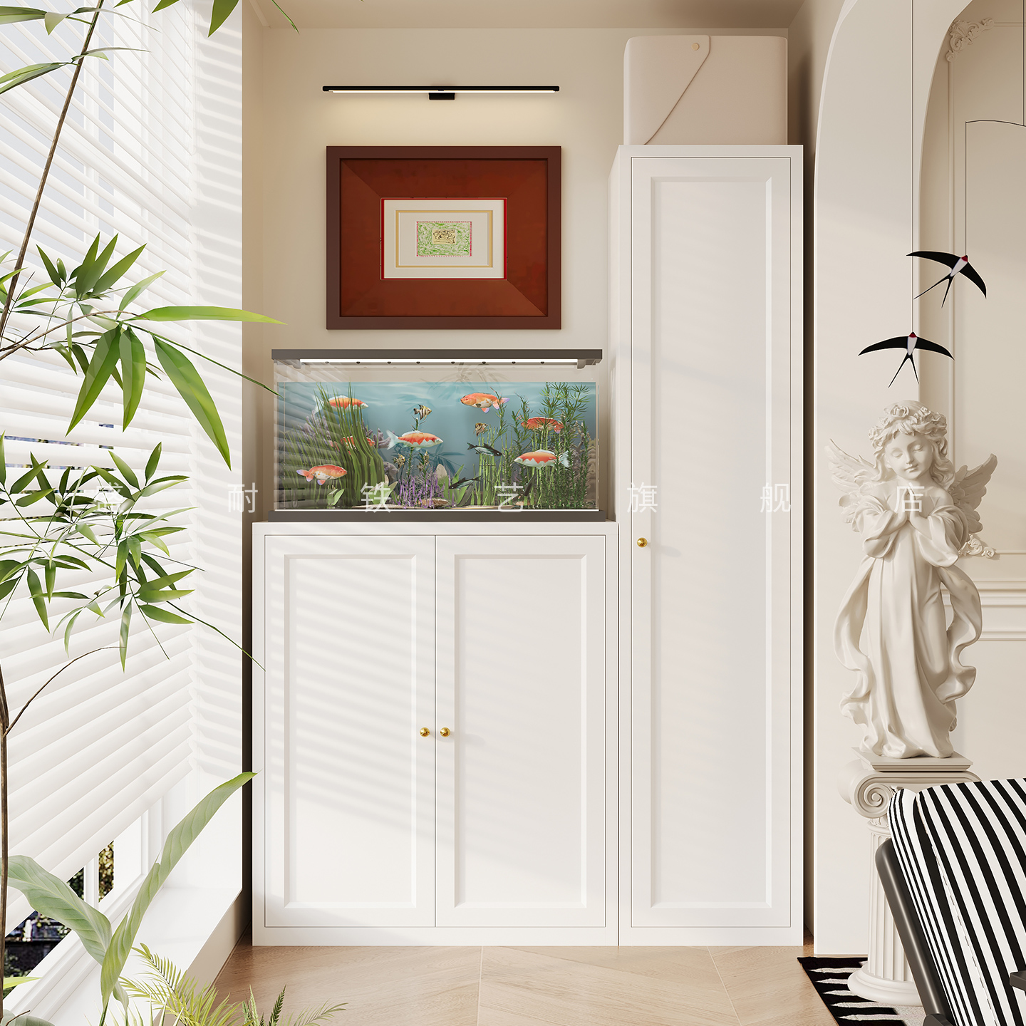 钢制复古风阳台收纳柜家用落地