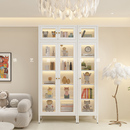 新款 2.2米高书柜顶柜组合现代奶油风玻璃门儿童书架置物展示柜子